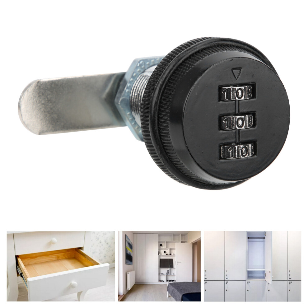 Black Zinc Alloy 3ÂDigit Combination Lock For Home Drawers & Cabinets 7891392093335