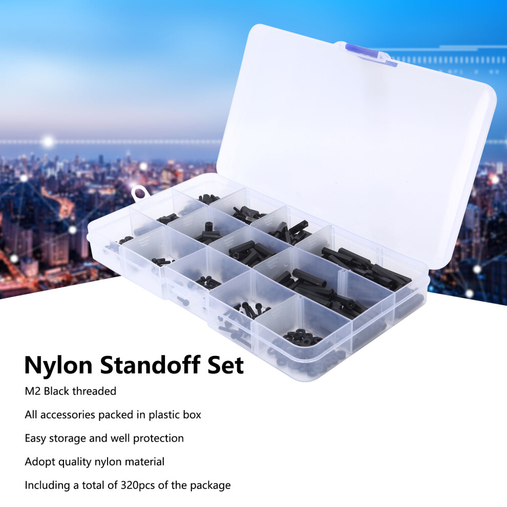 Nylon M2 Male To Female Hex Spacers Kit 320Pcs Hardware Standoff Assortment 4651392093307