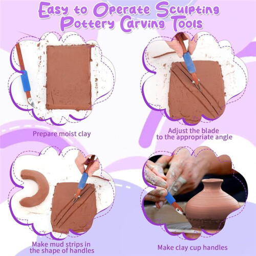 Pottery Handle Making Tool Sculpture Carving Scraper Tool Pottery Modelling Shape for Cup Mug Utensil Vase Clay Cutters A 2