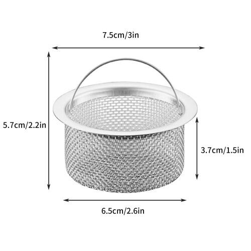 Rustfritt stålfilter til vasken 6,2 cm 5-pakning 2