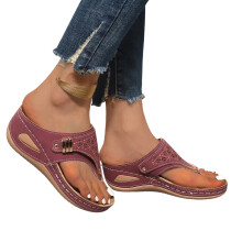 Thong-slippers Zomerschoenen voor dames Brede-Wijnrood 40