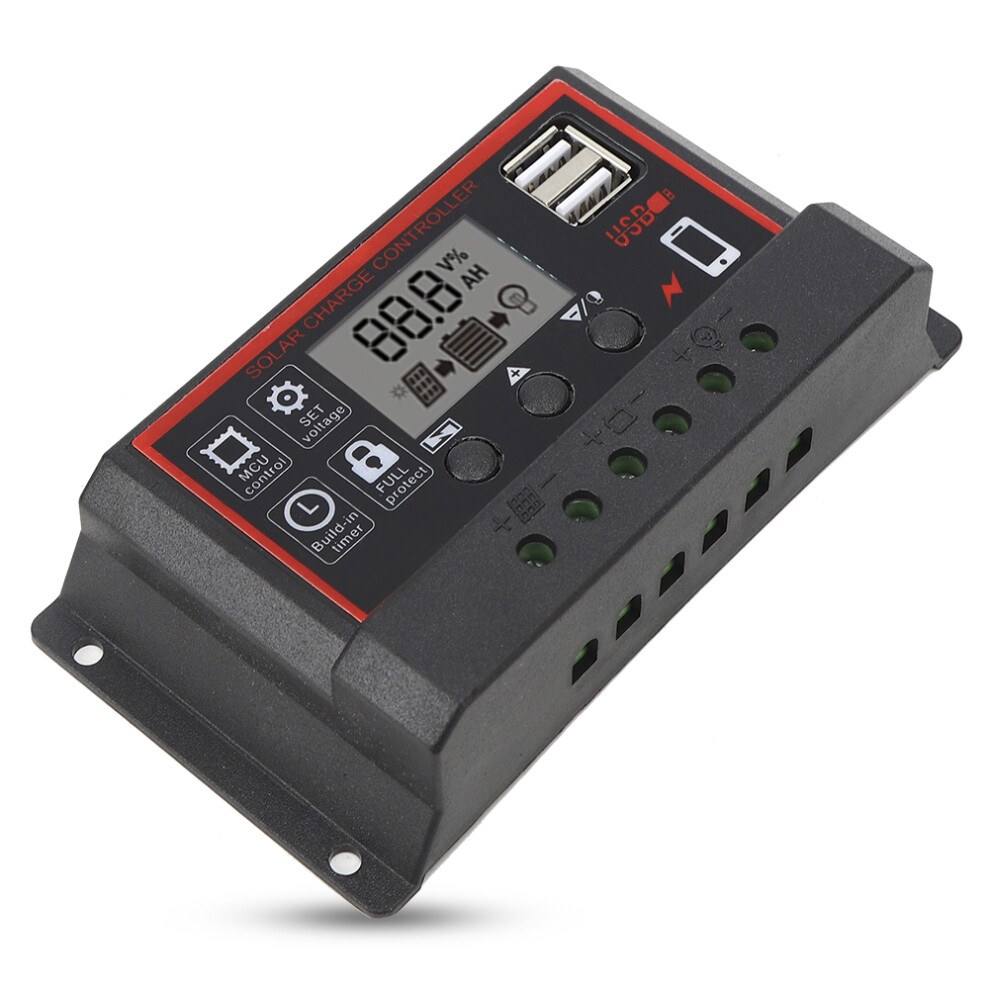 Lcd Solar Charge Controller 12V/24V 10A With Dual Usb 2.5A Regulator 5041392095224