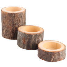 3pcs Wooden Tea Light Candle Holders Set Rustic Wedding Party Home Decoration
