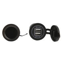 Temperature Voltmeter Car Charger Dual USB Outlet 12V/24V Blue