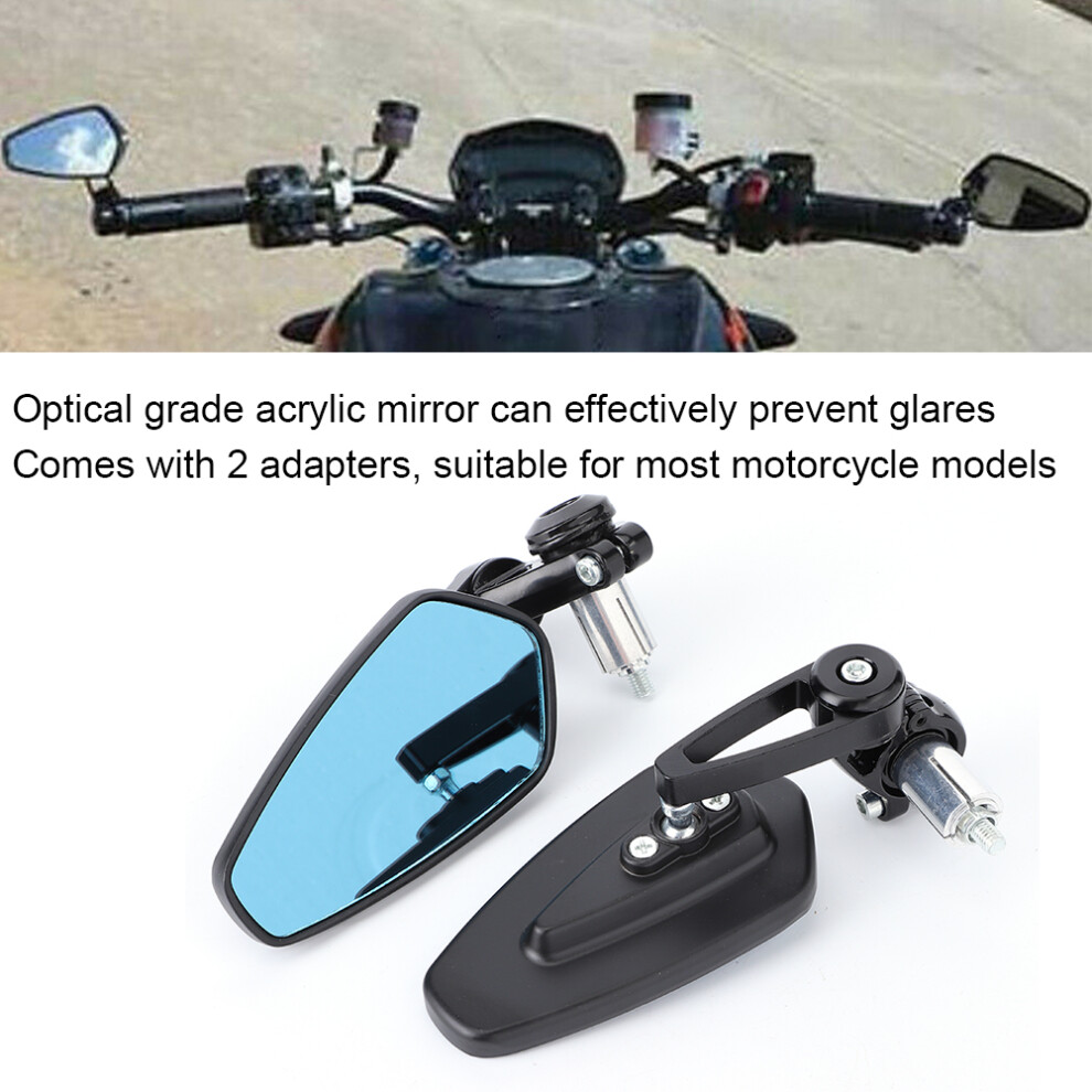 2Pcs Cnc Aluminum 7/8In Motorcycle Handlebar End Mirrors Black 8191392096107
