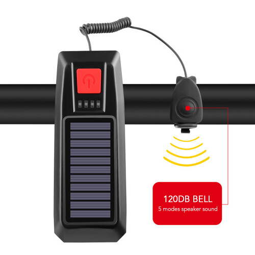 Rechargeable Solar USB Bicycle Light & Horn with 2000mAh 3 Modes Waterproof 1
