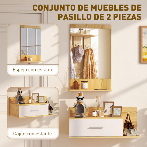 Homcom Muebles de Recibidor Marrón 80 x 39.5 x 33.5 cm 1
