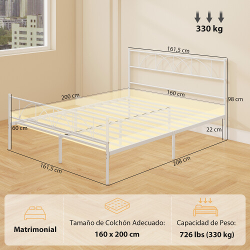Homcom Estructura de Cama Blanco 161.5 x 208 x 98 cm 2
