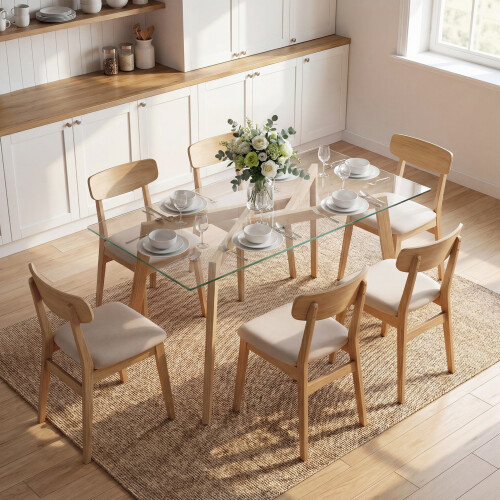 Homcom Mesa de Comedor Transparente 150 x 75 x 76 cm 1