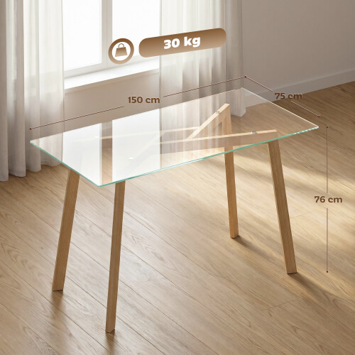 Homcom Mesa de Comedor Transparente 150 x 75 x 76 cm 2