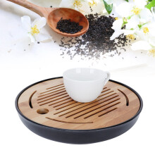 Durable Bamboo Round Tea Tray 10in