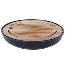 Bamboo Round Tea Tray with Drainage