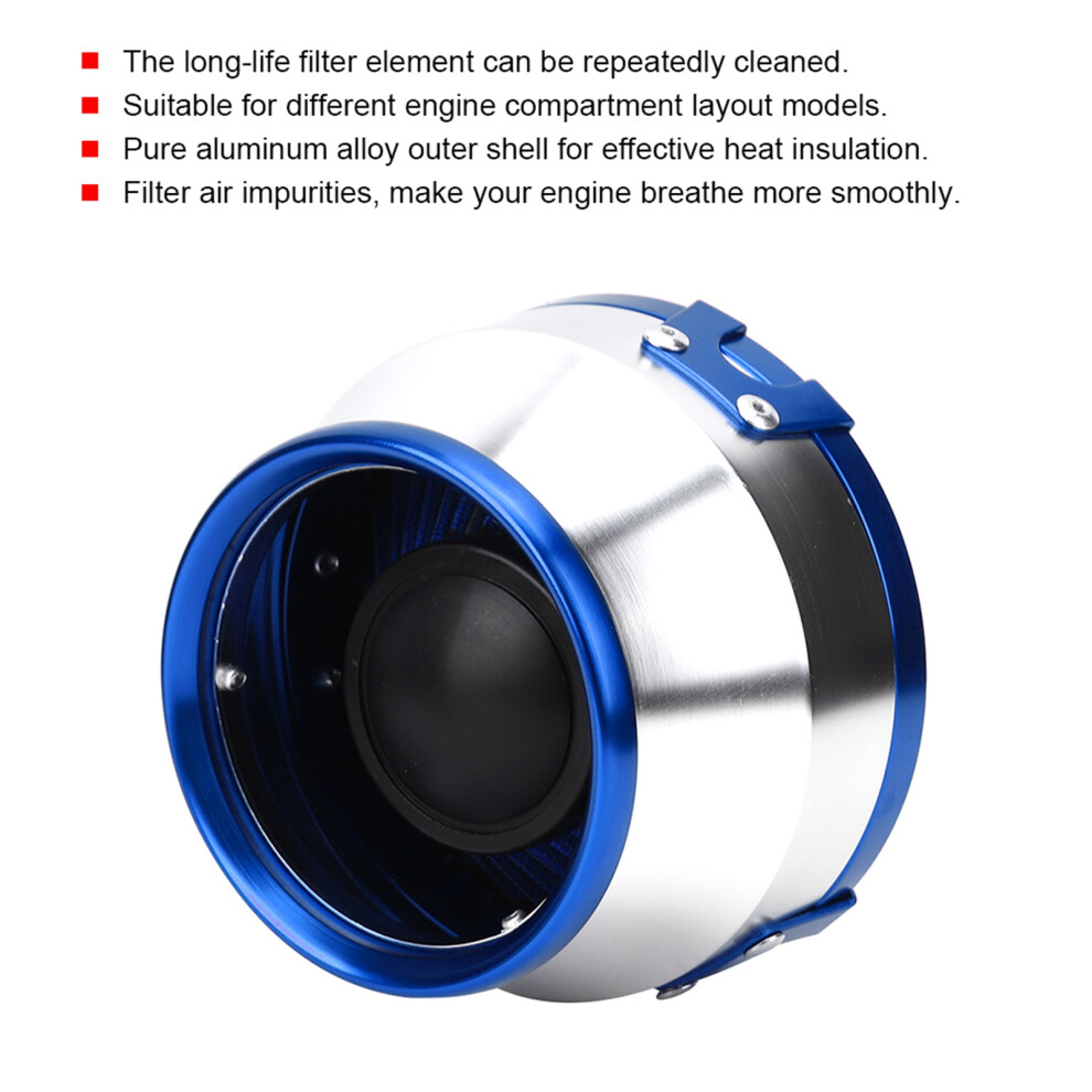 76Mm/3In Car Air Filter Mushroom Intake Aluminum Universal Hot Cold Air Blue 4281392096390