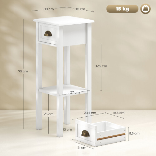 Homcom Mesa Auxiliar Blanco 30 x 30 x 75 cm 1