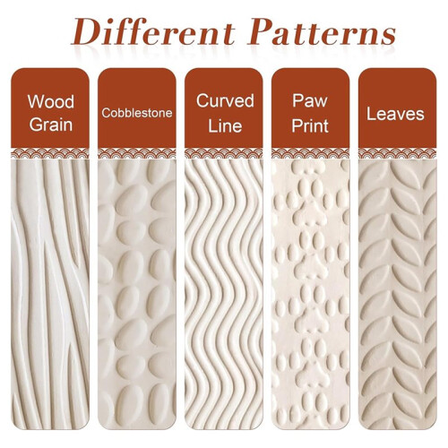 Wooden Texture Mud Pressed Roller Pattern Roller Rod Embossed Polymer Clay Rolling Pin Ceramic Pottery Art 1