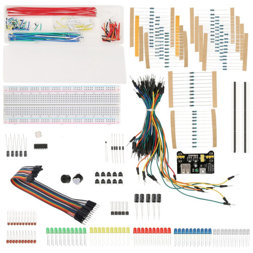 Electronics Starter Kit with Breadboard, Jumper Wires, LEDs & Resistors 1