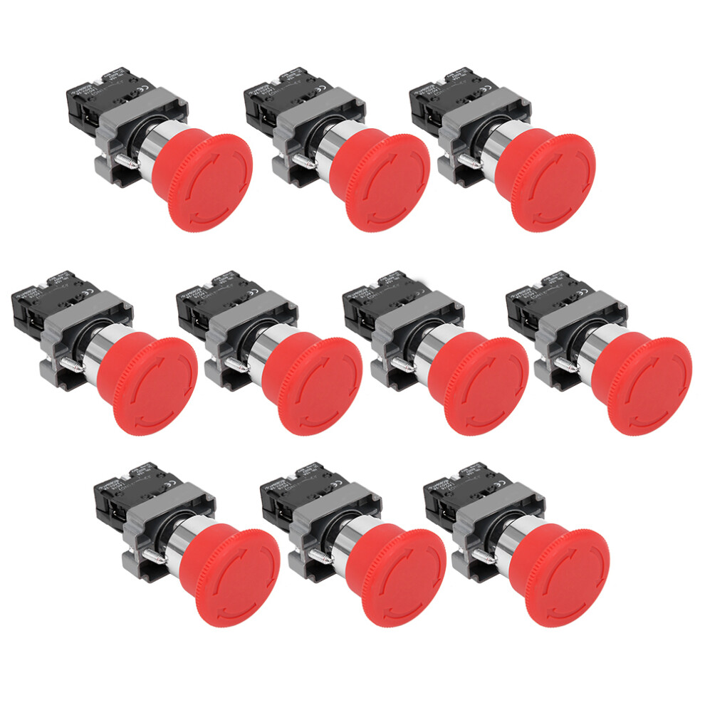 10Pcs Alloy Silver Emergency Stop Button Switch Bemxb201zs 240V 4601392310249