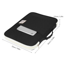 A4 File Folder Bag Portfolio Organizer with Zipper Black Document Case