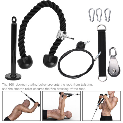 Portable 8Pcs Pulley Rope Trainer