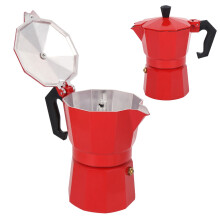 300ML 6-Cup Aluminum Moka Pot Coffee Maker for Office & Home Red