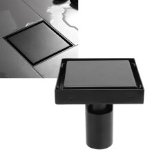 SUS304 Black Square Floor Drain Set 10x10cm with Removable Cover
