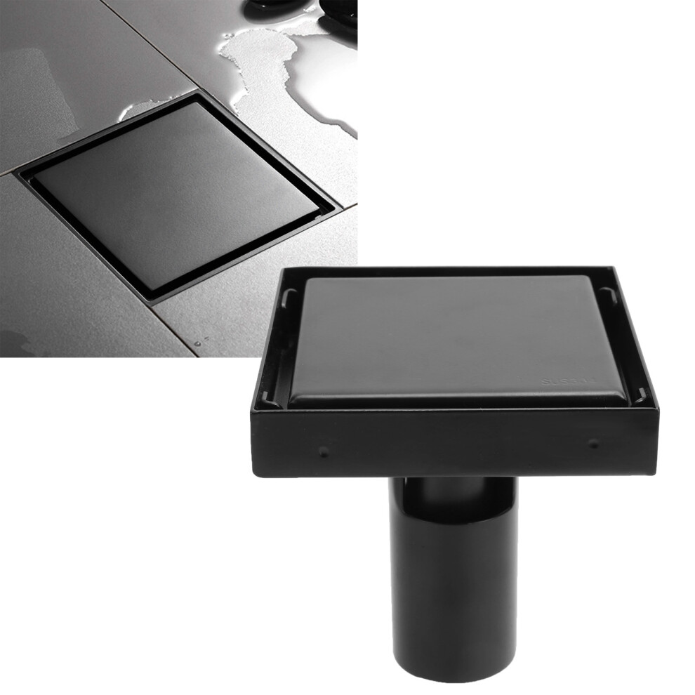 Sus304 Black Square Floor Drain Set 10X10cm With Removable Cover 3661392097954