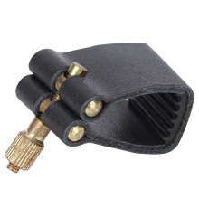 Alto Saxophone Accessory Ligature Black PU Leather Metal Durable C65