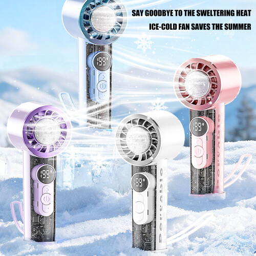 Portable Handheld Fan Clear Shell-pink Ice pack fan 2
