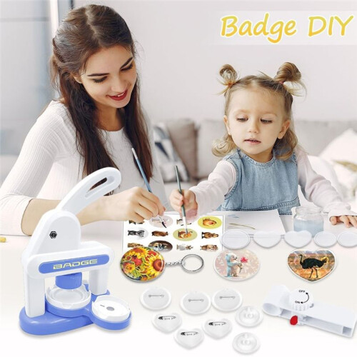 Button Maker Machine 70pcs Pin Maker Installation-Free 55mm+35mm DIY Magnet Maker Pressing Machine Kit 1