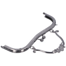 Metal Purse Frame Kiss Clasp Lock 20.5cm Gun Gray Retro Embossed