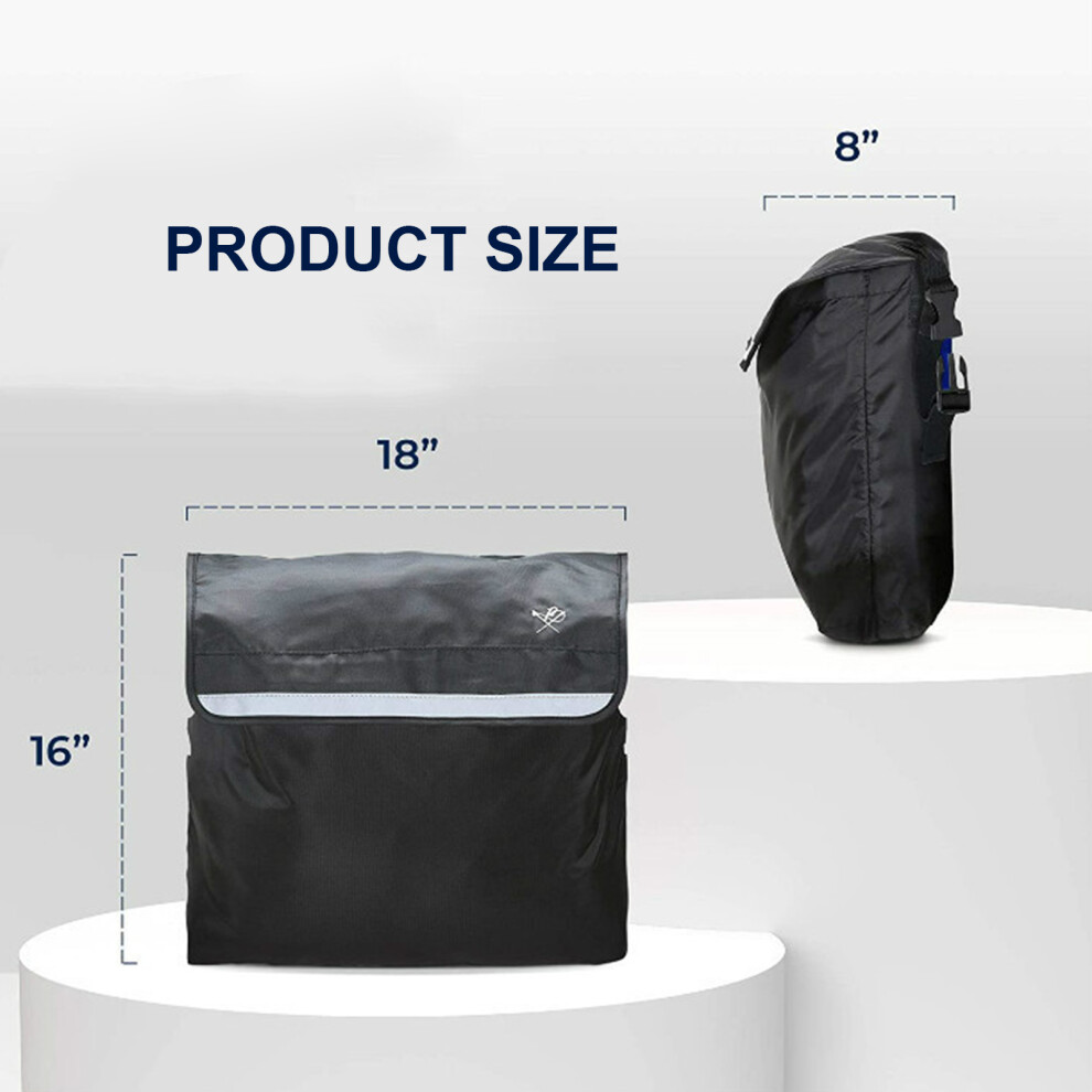 Large Black Wheelchair Storage Bag 420D Oxford, Adjustable & Reflective