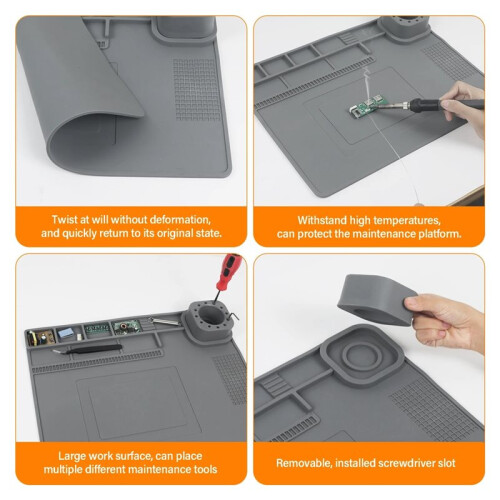 Heat Resist 500C/932F Silicone Soldering Mat for Electronics Repair for Cell Phone Laptop PCB Board Tool 1
