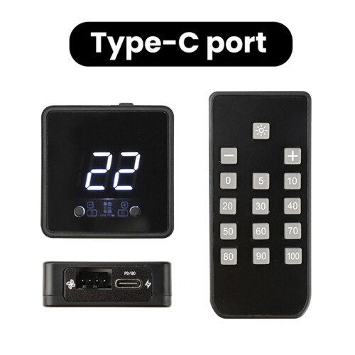 4-Wire Fan PWM Speed Controller Digital Display Remote Control Type-C 24V 12V 5V Controller PD QC Fast Charging 2