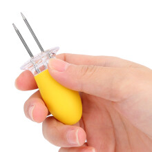 10PCS Yellow Stainless Steel Corn Holders, BBQ Skewers, 8x2.1cm
