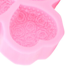 Silikon Backform Herz Rose 3-fach Rosa 14cm