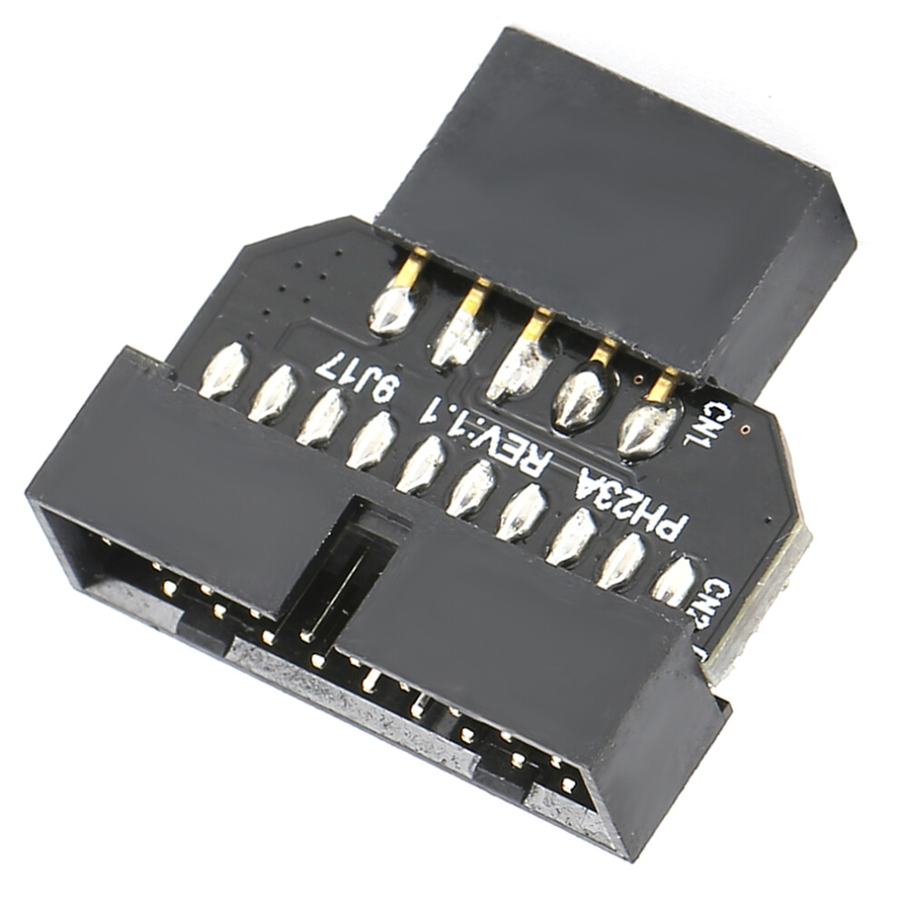 Pc Motherboard Usb 2.0 To 3.0 Adapter 9Pin To 19P Fast Data Transfer Ph23a Black 3581392326543