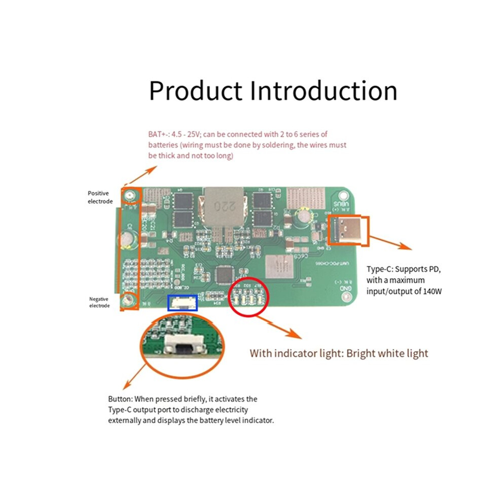 Pd140w Bidirectional Fast Charging Module For 2S-6S Lithium Li-Ion & Lifepo4 Batteries Mobile Power Module 6031263402755