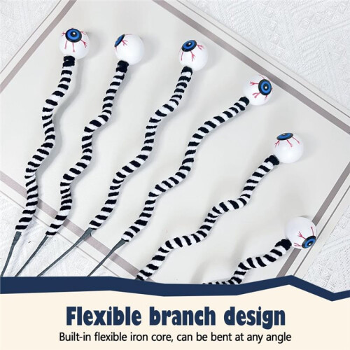 10PCS Halloween Eyeball Picks, Bendable Branches for Spooky Table & Home Decor