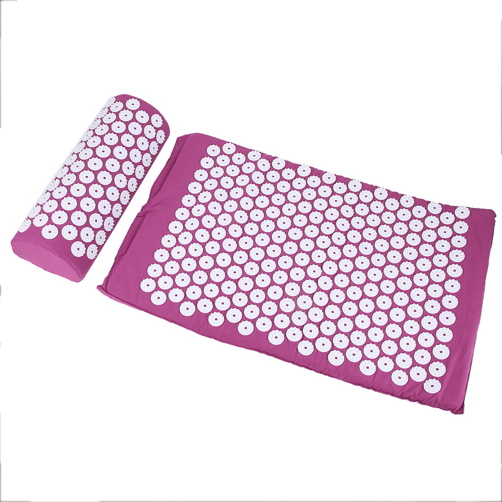 Acupressure Mat Pillow Set Yoga Pain Relief Massage with Carry Bag Purple