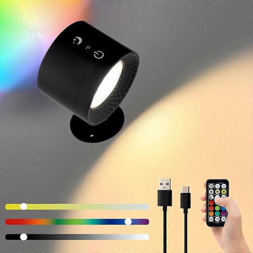 (2PCS, Black-RGB model) Glowright Lights,Glow Right Wall Lights,Double-Sided Light,40h Maximum Discharge