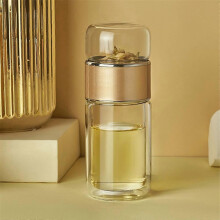 (yellow) Infusifie Tea Infuser, Double-Wall Glass Tea Infuser with Stainless Steel Filter