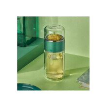 (green) Infusifie Tea Infuser, Double-Wall Glass Tea Infuser with Stainless Steel Filter