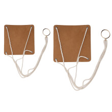 2Pcs Cotton Rope Plant Hanger with PU Leather, Gray, 10cm & 20cm