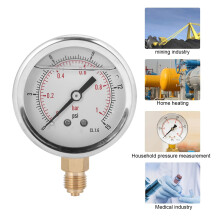 TS PGGZ604-0bar 1/4BSP Radial Oil Filled Vacuum Pressure Gauge 68mm