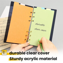 A6 Binder Black Acrylic Notebook Cover with Gold Metal Rings for Office and Travel