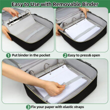 3 Inch D-Ring Zipper Binder Bag for 700 Sheet Capacity & 13 Inch Laptop Compartment, Detachable Zip  Binder Case