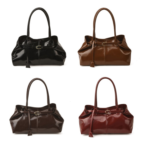 Multifunctional PU Leather Shoulder Bag Top Handle Handbag-Red 1