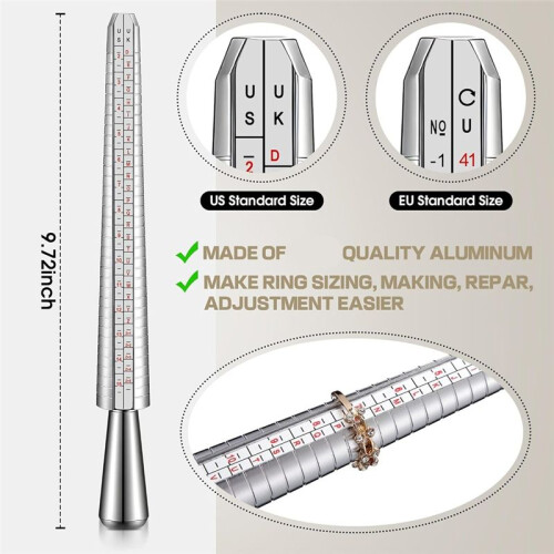 5pack Ring Sizer Measuring Tool Kit, US Ring Size 0-13, Adjustable Bracelet Mandrel 5-9" Wrist Sizer for Jewelry Making