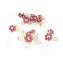 4pcs Wedding Handmade Fashion Hair Comb Set Floral Bridal Headpiece Hair Accessories Rhinestone Bridal Hair Comb Bridal Hair Pin Bride