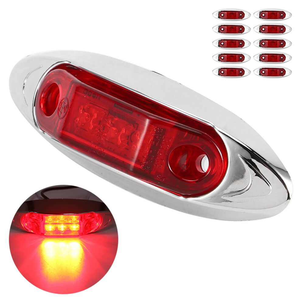 10X 3Led Side Marker Waterproof Dustproof Piranha Lamp Light/Red 4691392335090